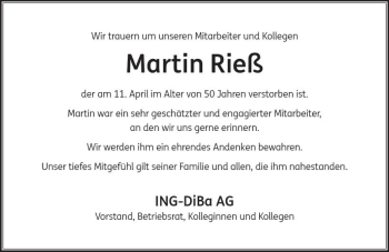 Traueranzeige von Martin Rieß von vrm-trauer