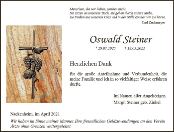 Traueranzeige von Oswald Steiner von vrm-trauer