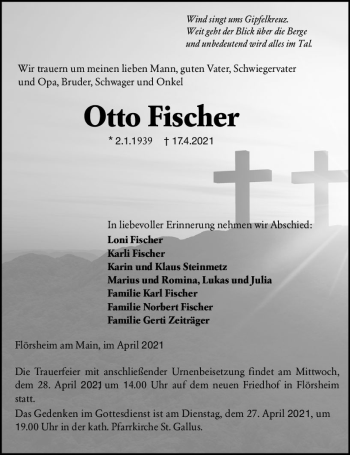 Traueranzeige von Otto Fischer von vrm-trauer