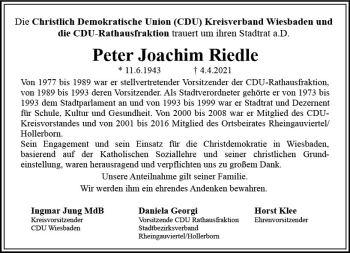 Traueranzeige von Peter Joachim Riedle von vrm-trauer