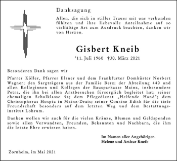 Traueranzeige von Gisbert Kneib von vrm-trauer