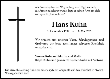 Traueranzeige von Hans Kuhn von vrm-trauer