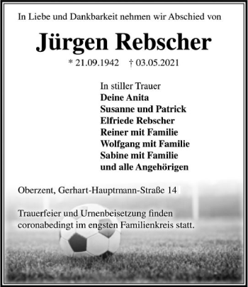 Traueranzeige von Jürgen Rebscher von vrm-trauer