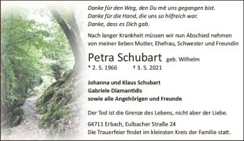 Traueranzeige von Petra Schubart von vrm-trauer