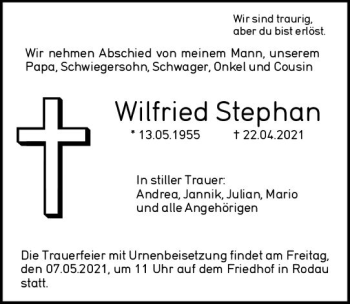 Traueranzeige von Wilfried Stephan von vrm-trauer