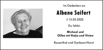Traueranzeige von Albane Seifert von vrm-trauer