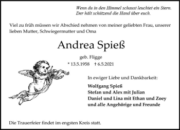 Traueranzeige von Andrea Spieß von vrm-trauer