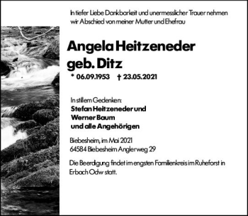 Traueranzeige von Angela Heitzeneder von vrm-trauer