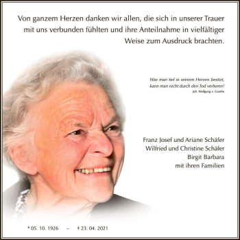 Traueranzeige von Danksagung  von vrm-trauer