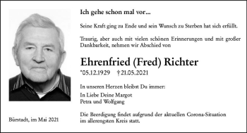 Traueranzeige von Ehrenfried  Richter von vrm-trauer