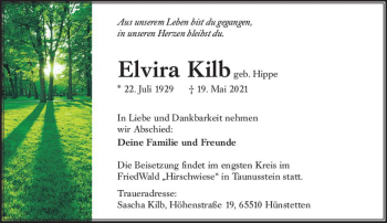 Traueranzeige von Elvira Kilb von vrm-trauer