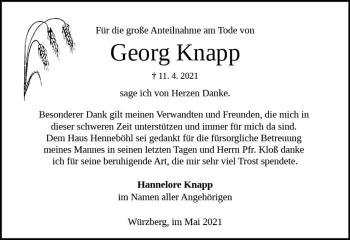 Traueranzeige von Georg Knapp von vrm-trauer