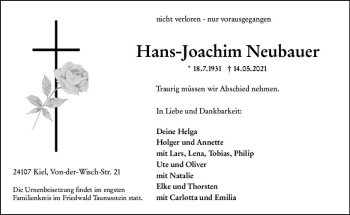 Traueranzeige von Hans-Joachim Neubauer von vrm-trauer