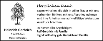 Traueranzeige von Heinrich Gerbrich von vrm-trauer
