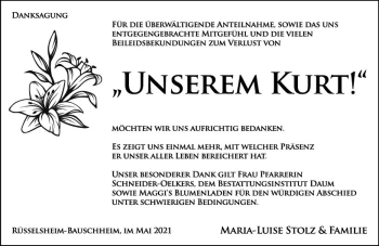 Traueranzeige von Kurt Stolz von vrm-trauer