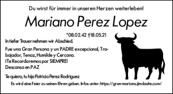 Traueranzeige von Mariano Perez Lopez von vrm-trauer