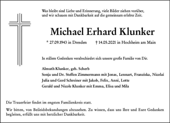 Traueranzeige von Michael Erhard Klunker von vrm-trauer