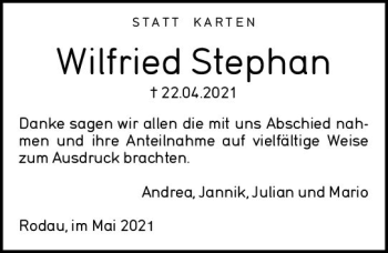 Traueranzeige von Wilfried Stephan von vrm-trauer