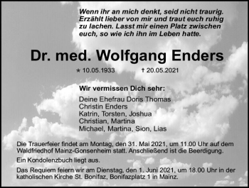 Traueranzeige von Wolfgang Enders von vrm-trauer