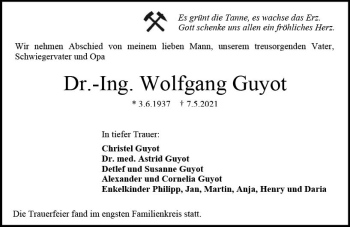 Traueranzeige von Wolfgang Guyot von vrm-trauer