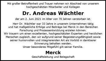 Traueranzeige von Andreas Wächtler von vrm-trauer