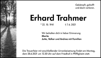 Traueranzeige von Erhard Trahmer von vrm-trauer