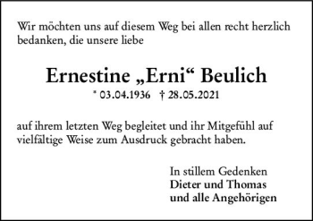 Traueranzeige von Ernestine  Beulich von vrm-trauer