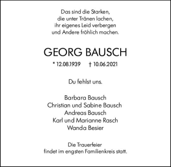 Traueranzeige von Georg Bausch von vrm-trauer