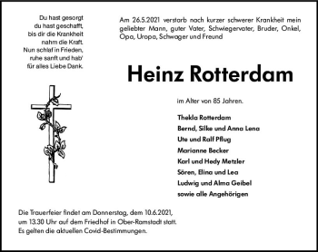 Traueranzeige von Heinz Rotterdam von vrm-trauer
