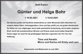 Traueranzeige von Helga Bohr von vrm-trauer