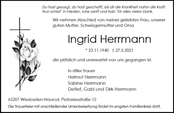 Traueranzeige von Ingrid Herrmann von vrm-trauer