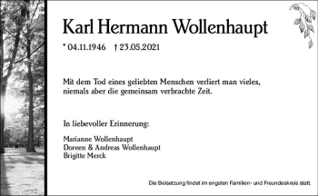 Traueranzeige von Karl Hermann Wollenhaupt von vrm-trauer