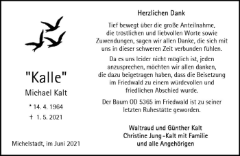 Traueranzeige von Michael Kalt von vrm-trauer