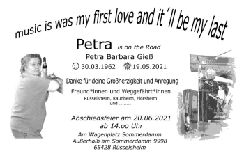 Traueranzeige von Petra Barbara Gieß von vrm-trauer