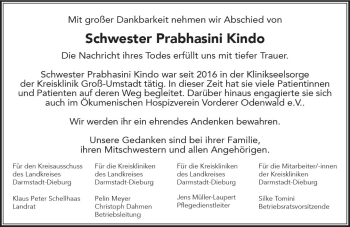 Traueranzeige von Prabhasini Kindo von vrm-trauer