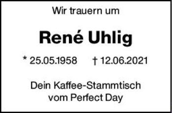 Traueranzeige von Rene Uhlig von vrm-trauer
