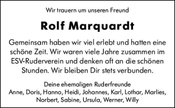 Traueranzeige von Rolf Marquardt von vrm-trauer