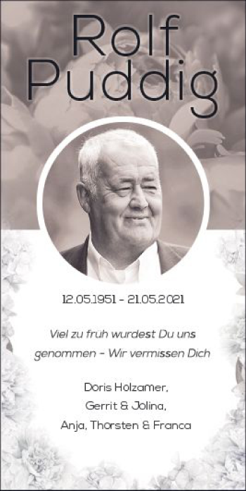 Traueranzeige von Rolf Puddig von vrm-trauer