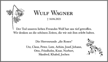 Traueranzeige von Wulf Wagner von vrm-trauer