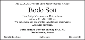 Traueranzeige von Bodo Sott von vrm-trauer