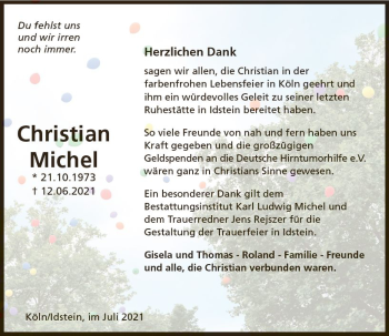 Traueranzeige von Christian Michel von vrm-trauer