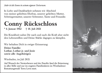 Traueranzeige von Conny Rückschloss von vrm-trauer