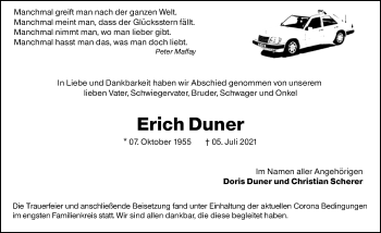 Traueranzeige von Erich Duner von vrm-trauer