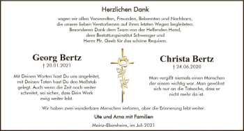 Traueranzeige von Georg Bertz von vrm-trauer