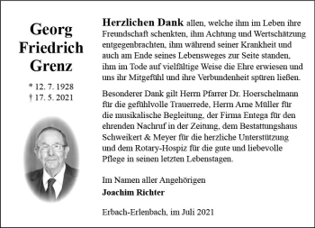 Traueranzeige von Georg Friedrich Grenz von vrm-trauer