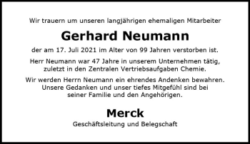 Traueranzeige von Gerhard Neumann von vrm-trauer