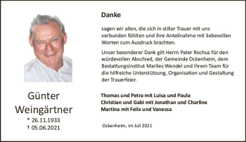 Traueranzeige von Günter Weingärtner von vrm-trauer
