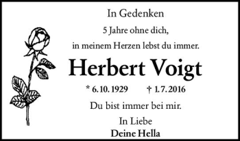 Traueranzeige von Herbert Voigt von vrm-trauer Traueranzeige von Herbert Voigt von vrm-trauer