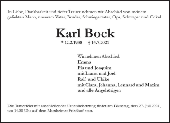 Traueranzeige von Karl Bock von vrm-trauer