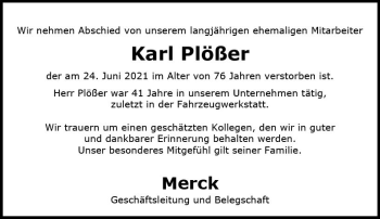 Traueranzeige von Karl Plößer von vrm-trauer